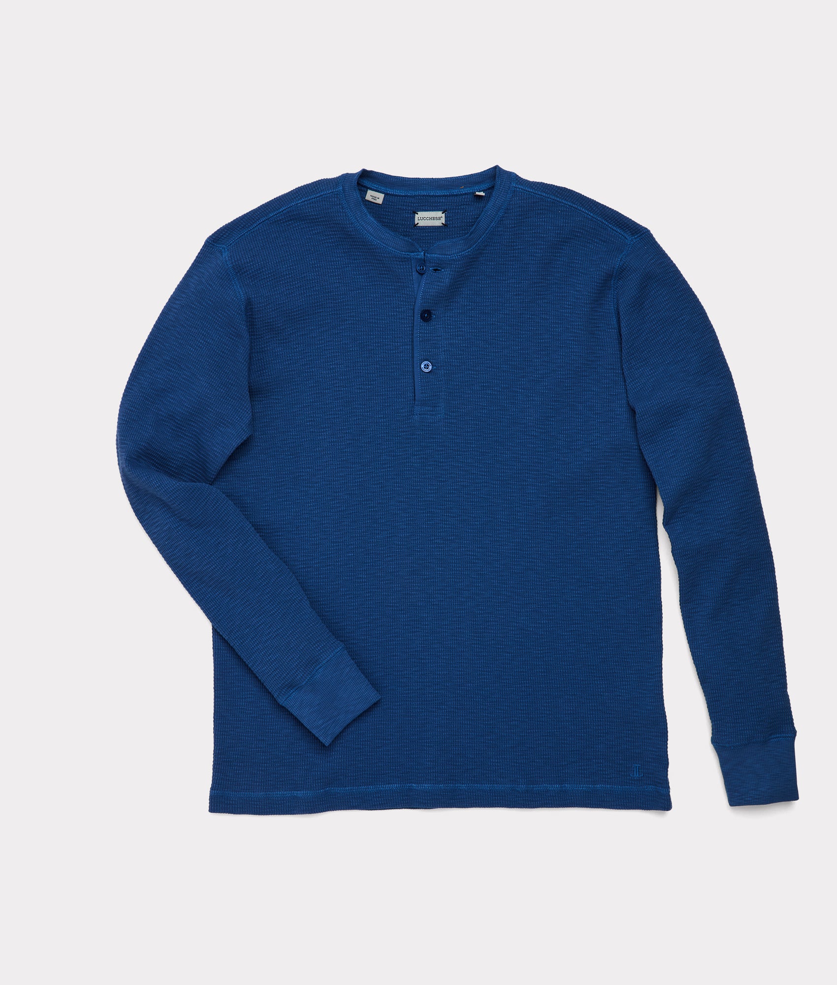 Dylan Waffle Henley :: Heathered Indigo