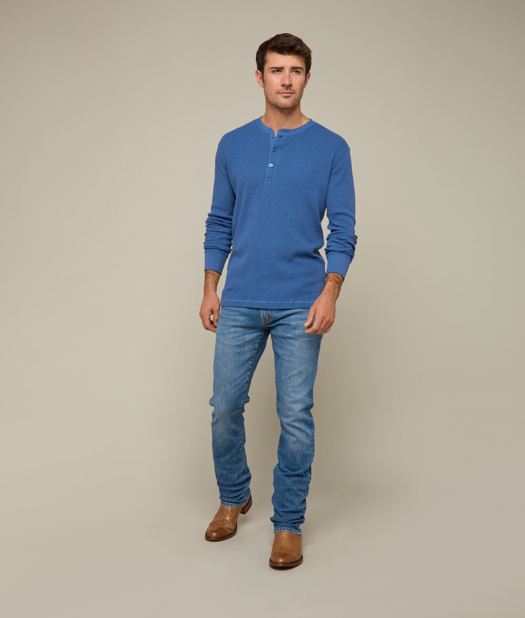 Dylan Waffle Henley :: Heathered Indigo - Image 7