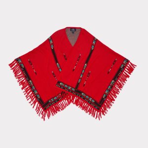 Alpaca Fleece Cape :: Red/Turquoise