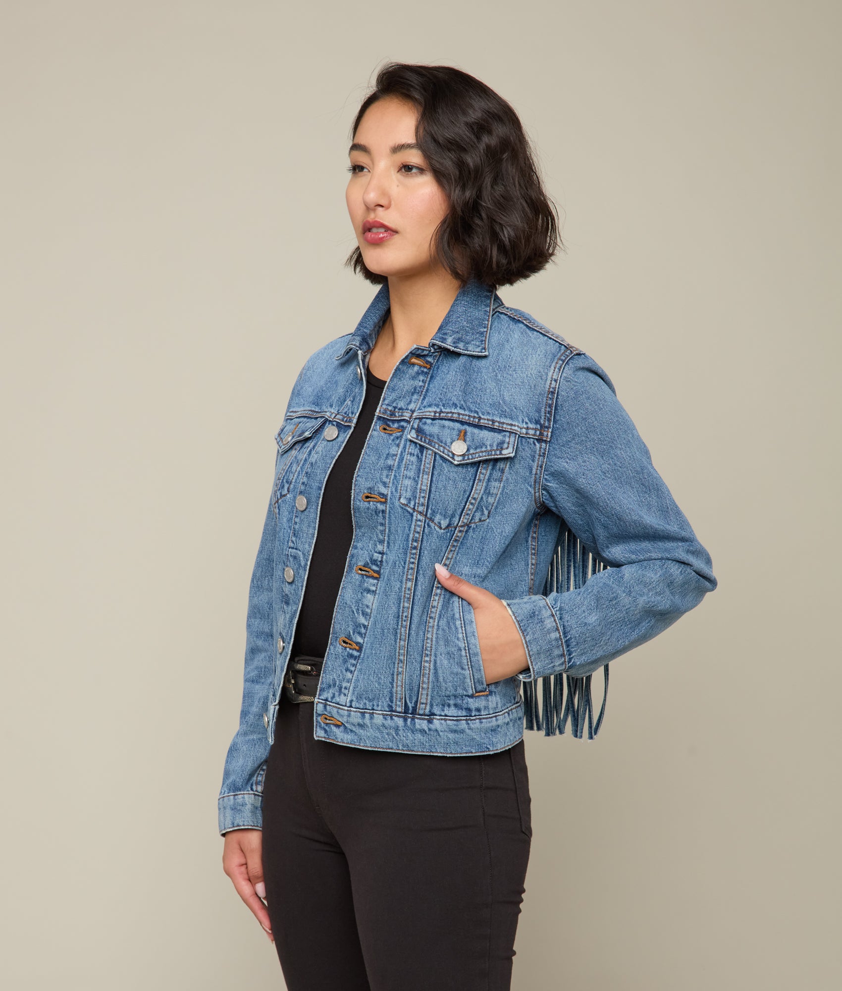 Justine Fringe Denim Jacket :: Blue Roan - Image 8