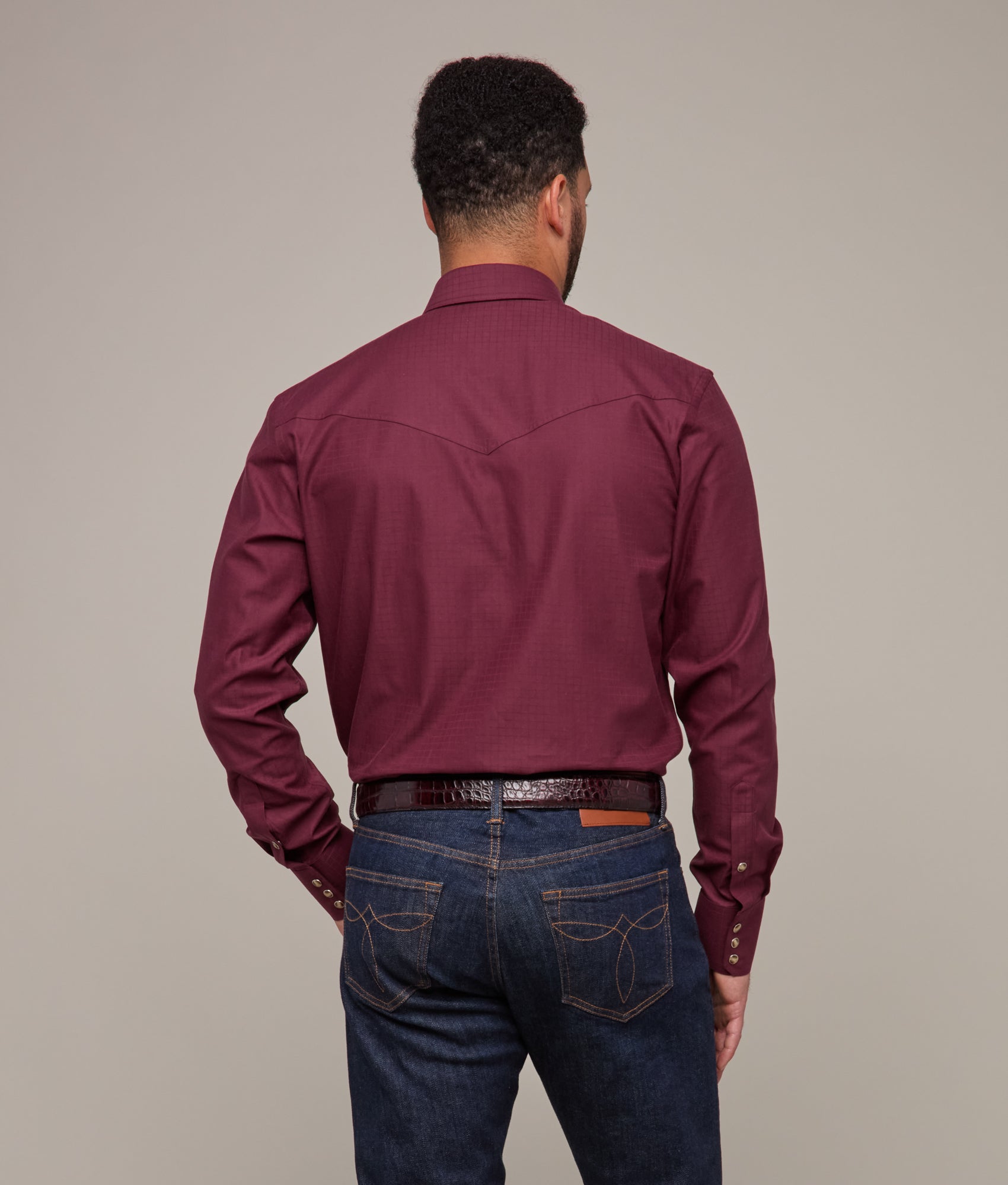 Square Dobby Shirt :: Black Cherry - Image 5