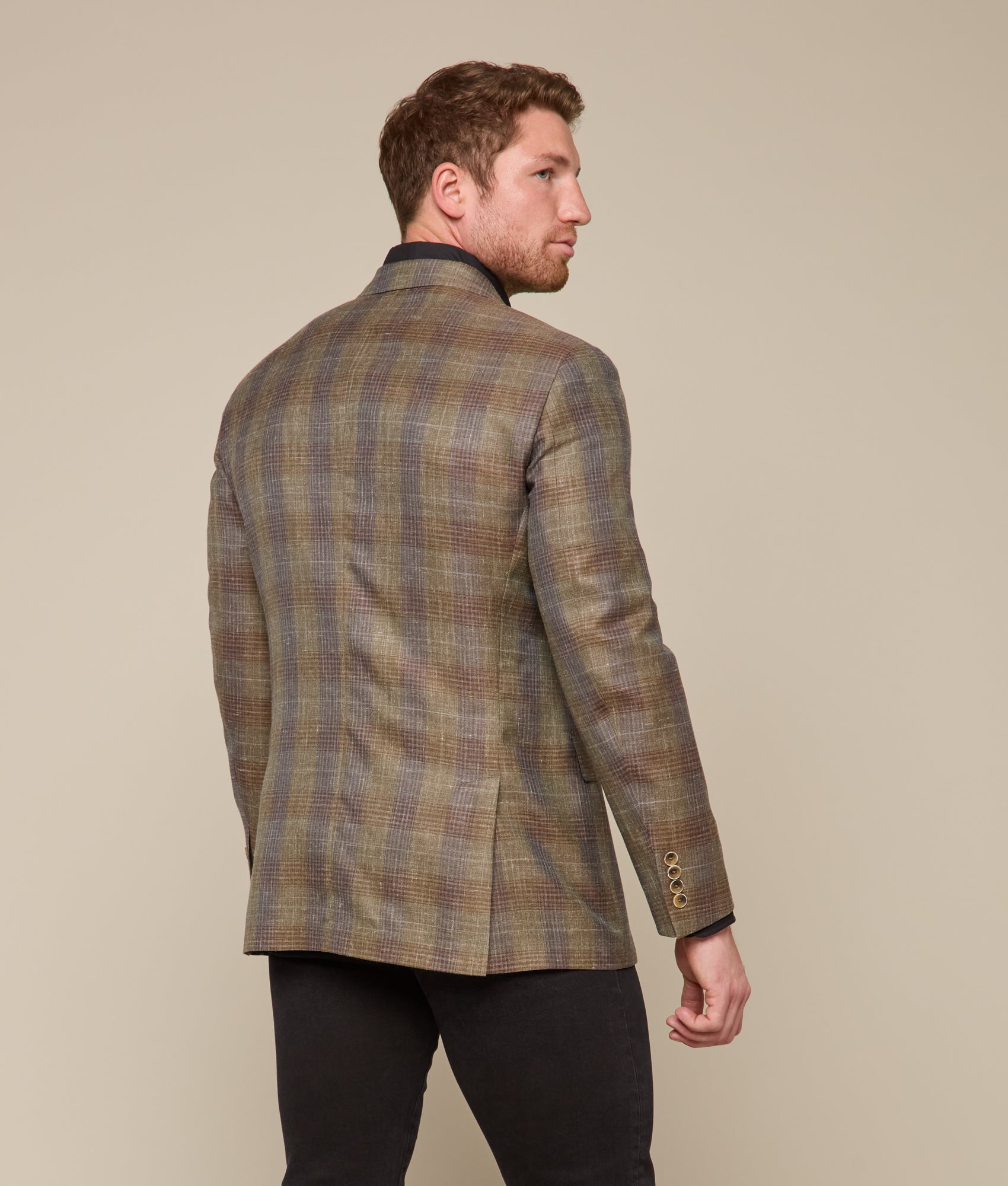 Lucchese Sport Coat :: Olive/Navy Plaid - Image 4