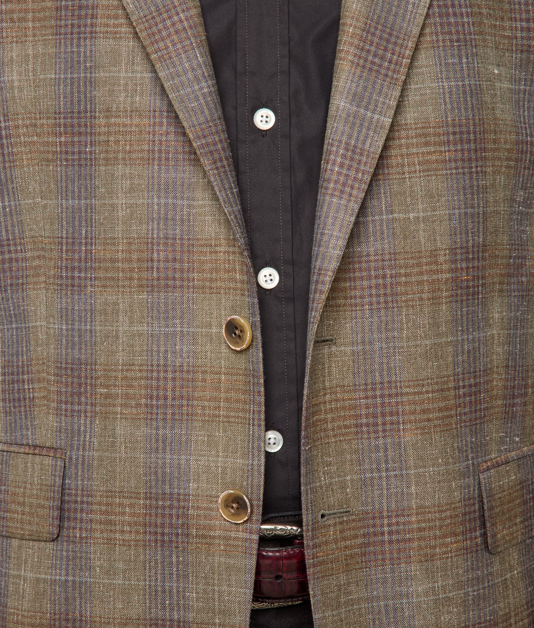 Lucchese Sport Coat :: Olive/Navy Plaid - Image 7