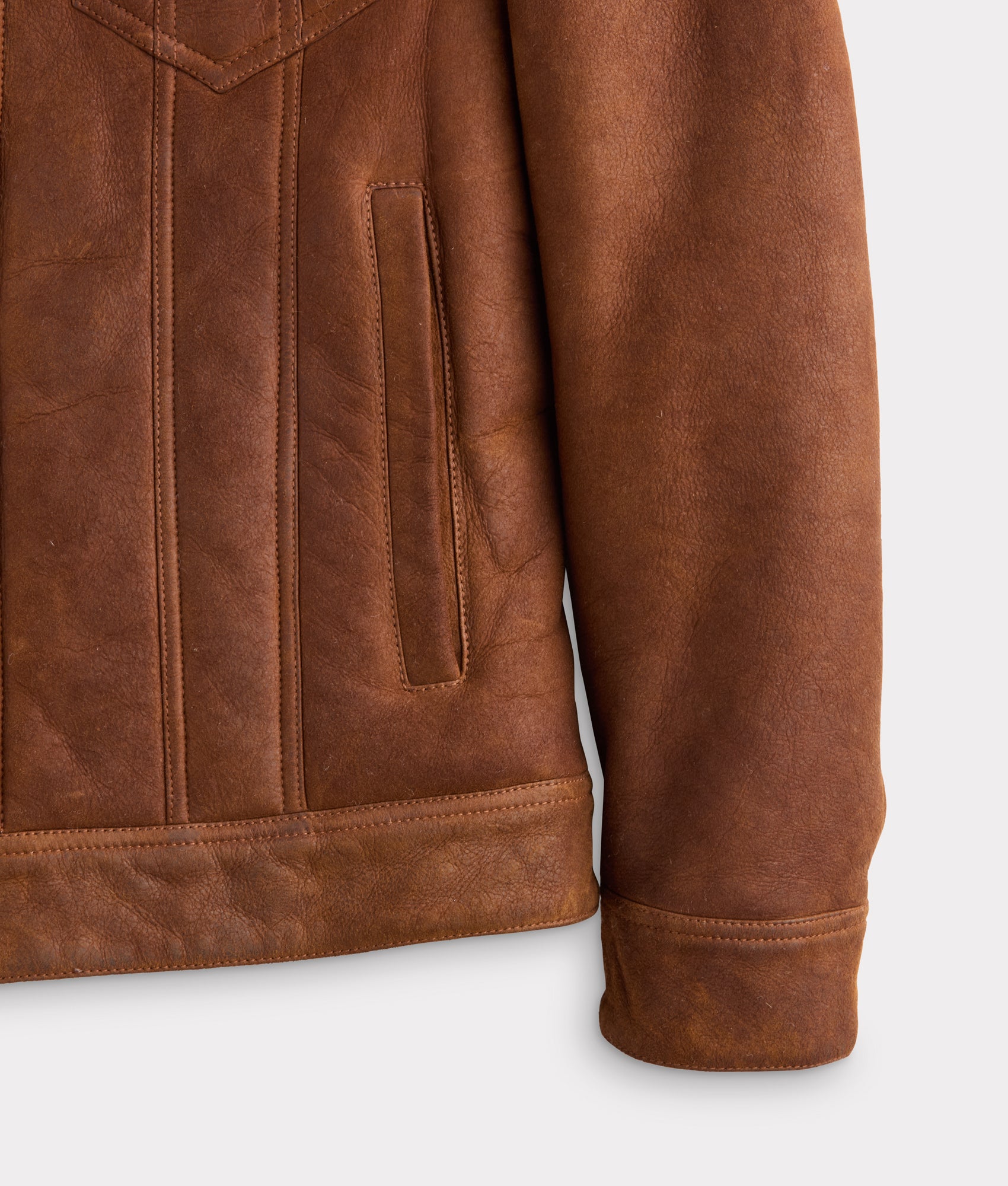 Kyle Shearling Trucker Jacket :: Cognac - Image 10