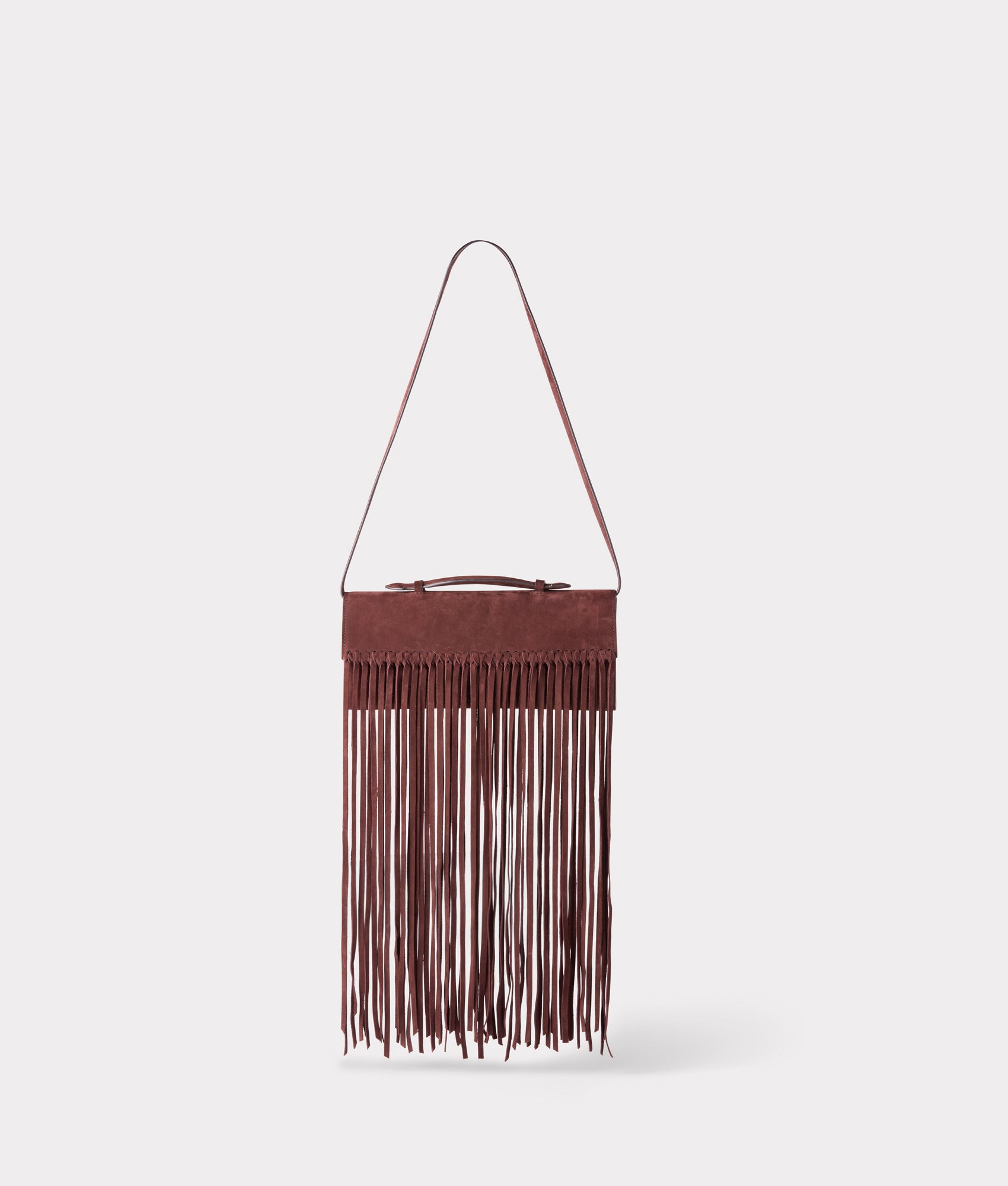 Bowie Suede Fringe Clutch :: Chocolate