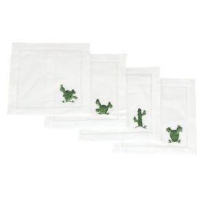 Cactus Cocktail Napkins :: White