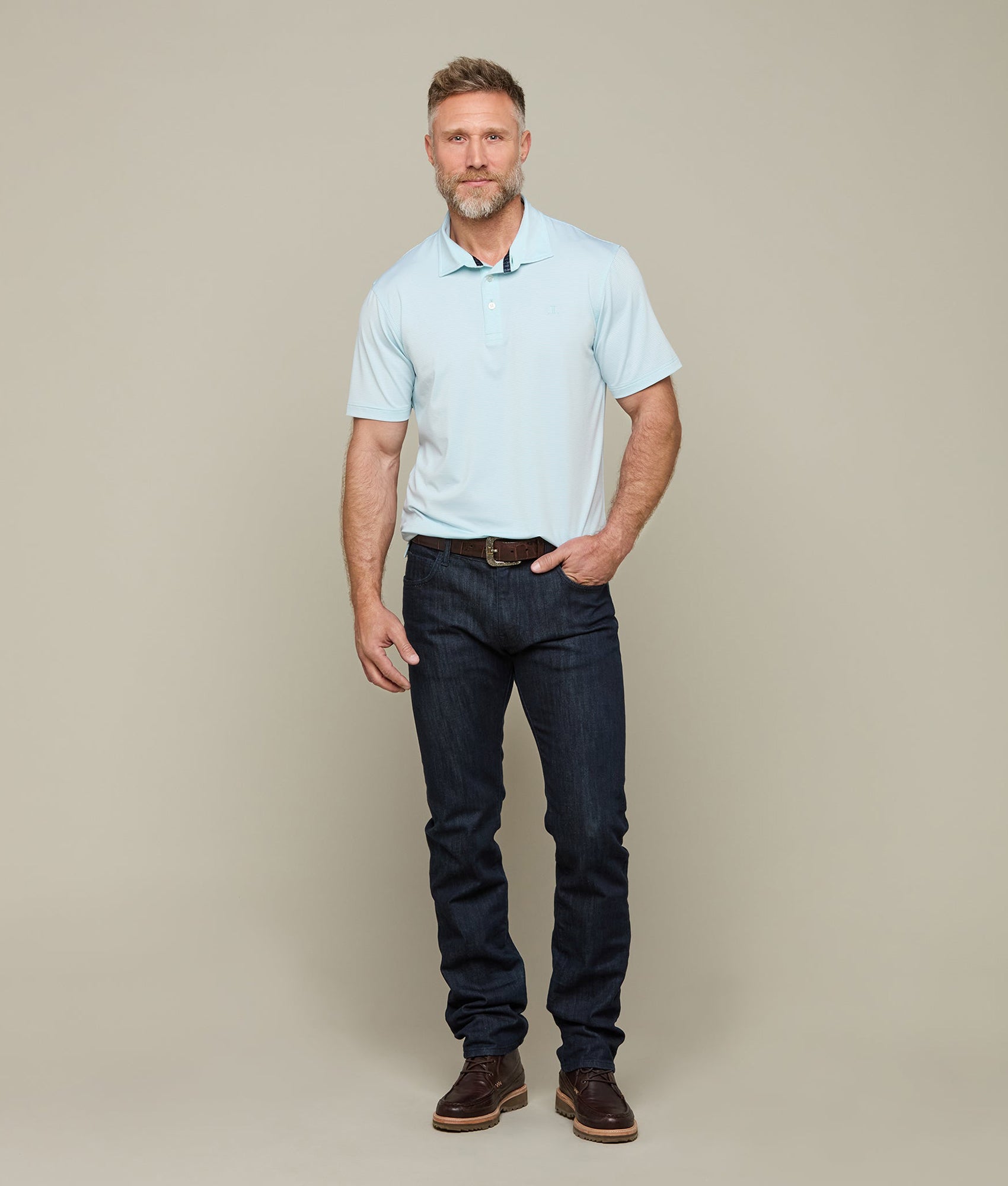 Lucchese Golf Polo :: Turquoise - Image 4