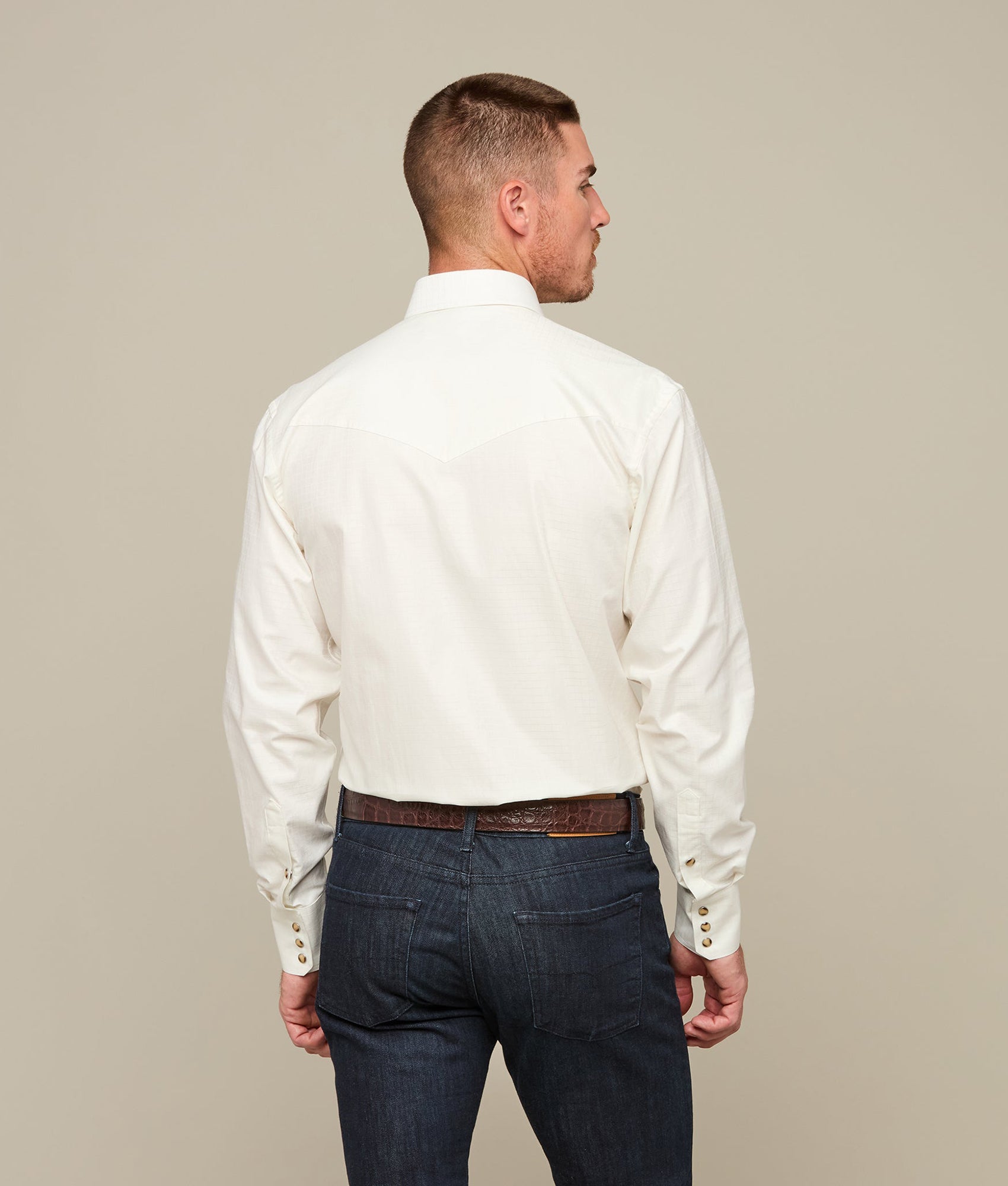 Square Dobby Shirt :: Ecru - Image 5