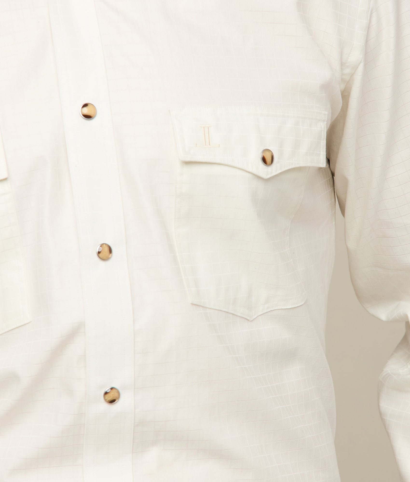 Square Dobby Shirt :: Ecru - Image 2